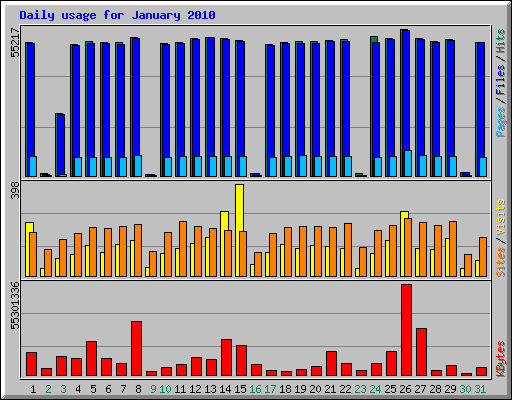 Daily usage for January 2010