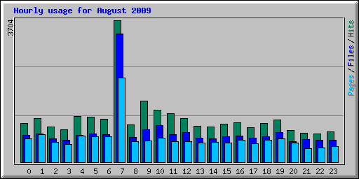 Hourly usage for August 2009